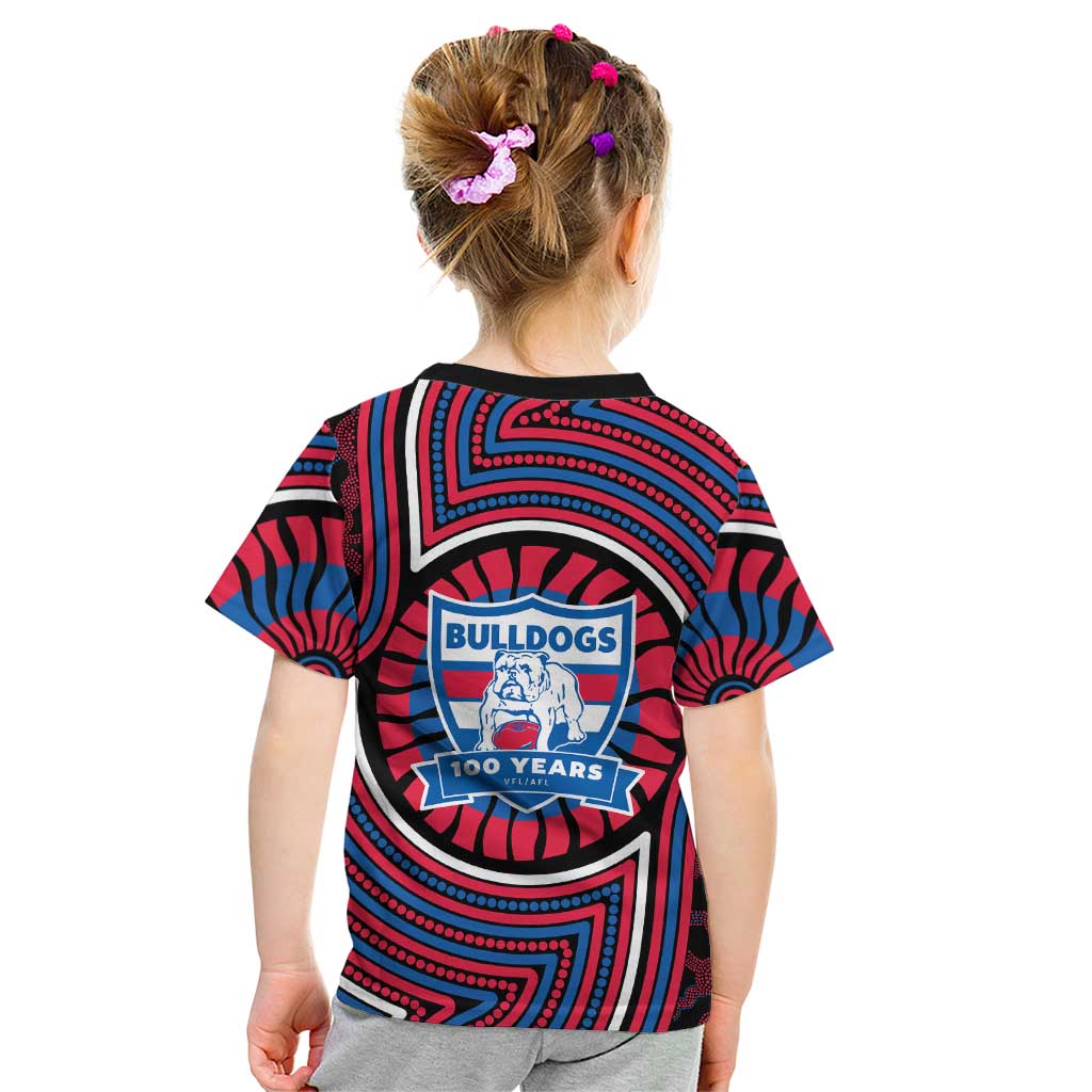 Western Bulldogs Kid T Shirt Indigenous Monochrome Dot Art Mascot Style