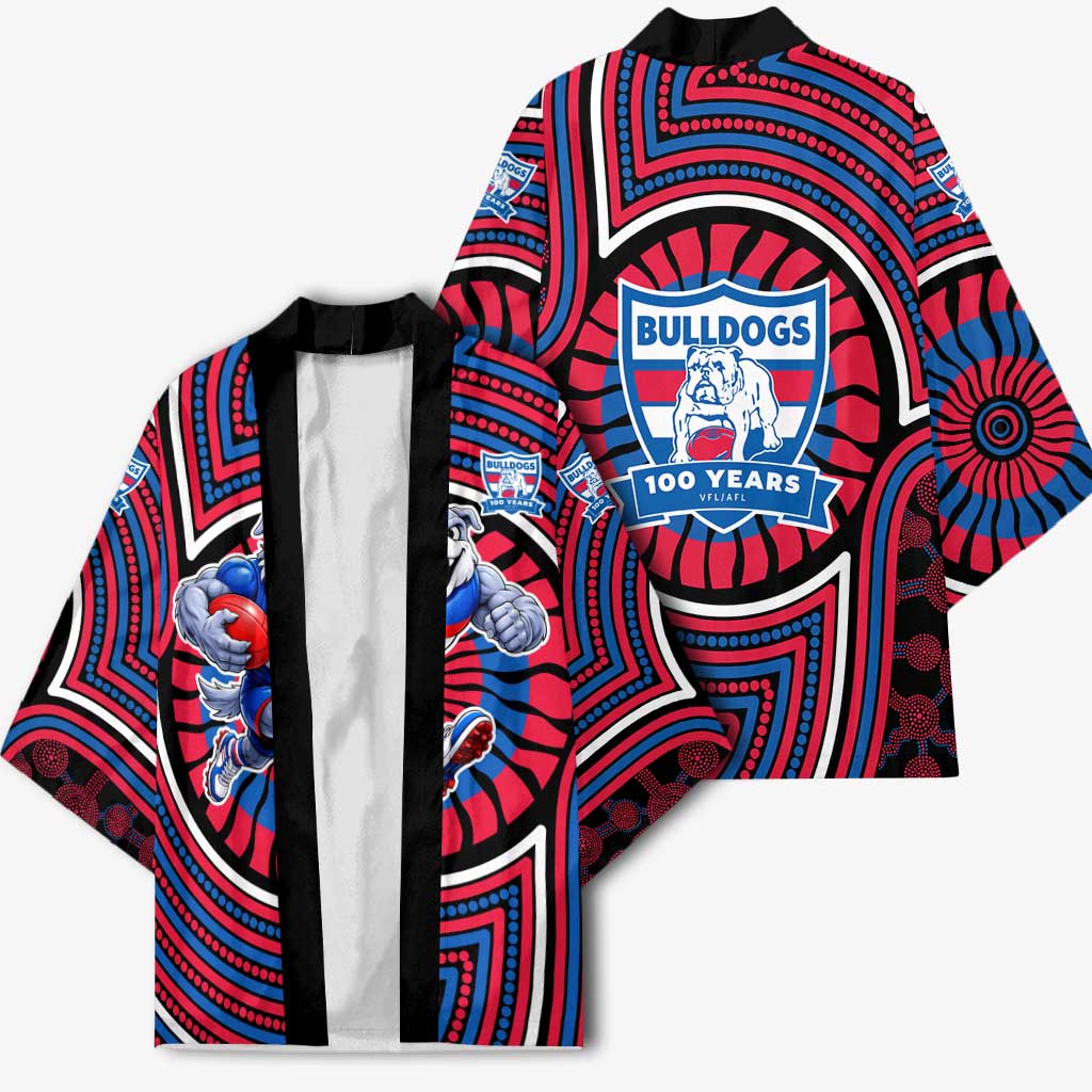 Western Bulldogs Kimono Indigenous Monochrome Dot Art Mascot Style