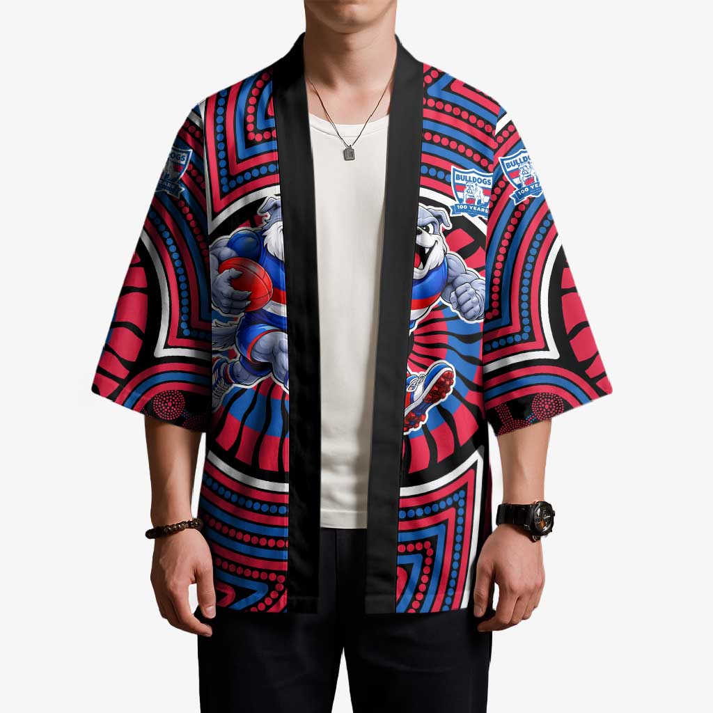 Western Bulldogs Kimono Indigenous Monochrome Dot Art Mascot Style