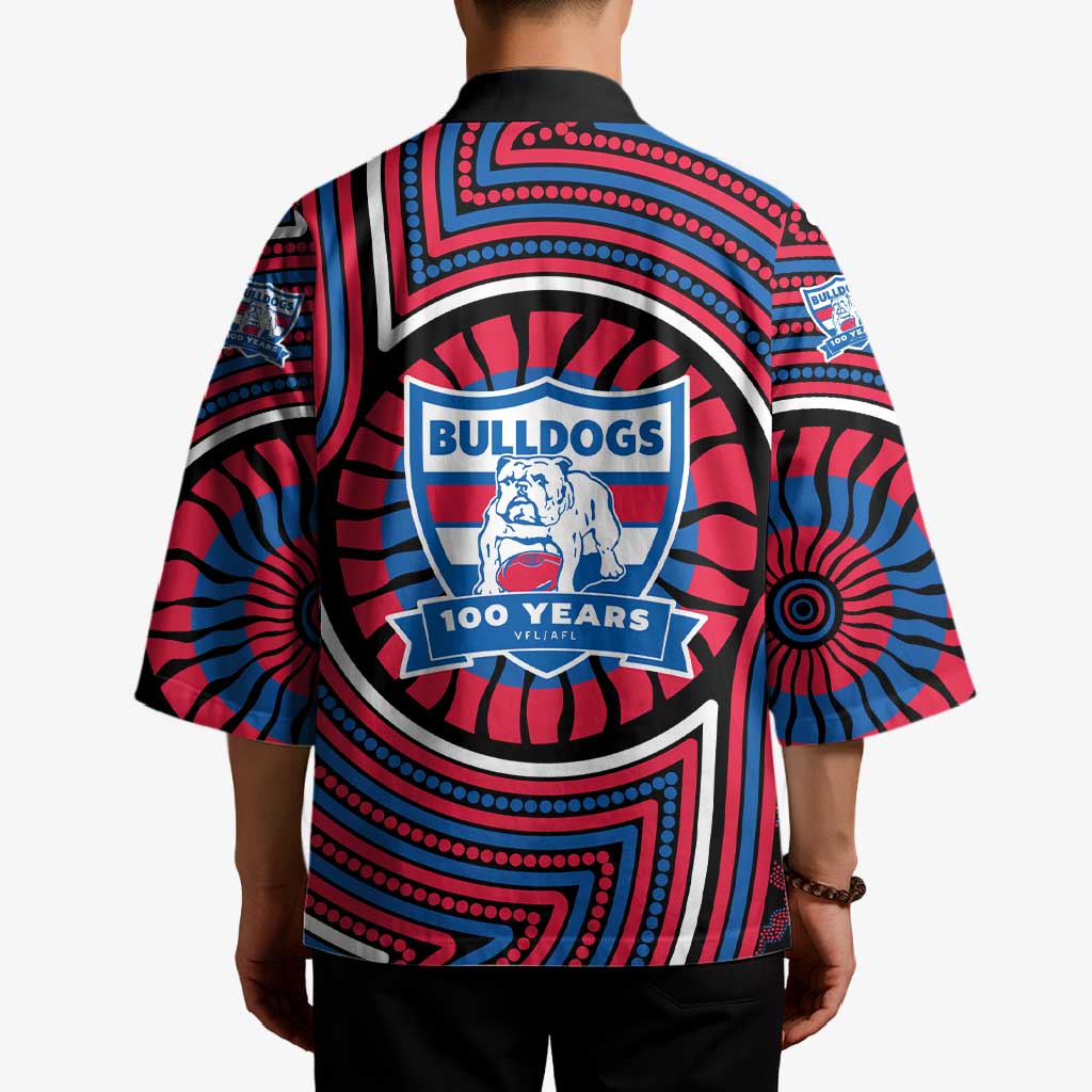 Western Bulldogs Kimono Indigenous Monochrome Dot Art Mascot Style