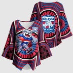 Western Bulldogs Kimono Sleeve Blouse Indigenous Monochrome Dot Art Mascot Style