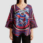 Western Bulldogs Kimono Sleeve Blouse Indigenous Monochrome Dot Art Mascot Style