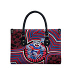 Western Bulldogs Leather Bag Indigenous Monochrome Dot Art Mascot Style