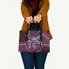 Western Bulldogs Leather Bag Indigenous Monochrome Dot Art Mascot Style