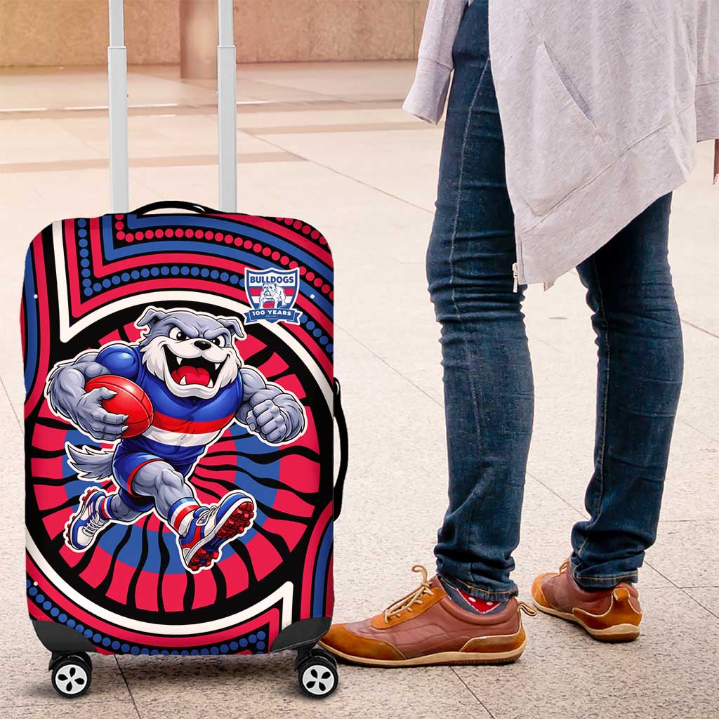 Western Bulldogs Luggage Cover Indigenous Monochrome Dot Art Mascot Style