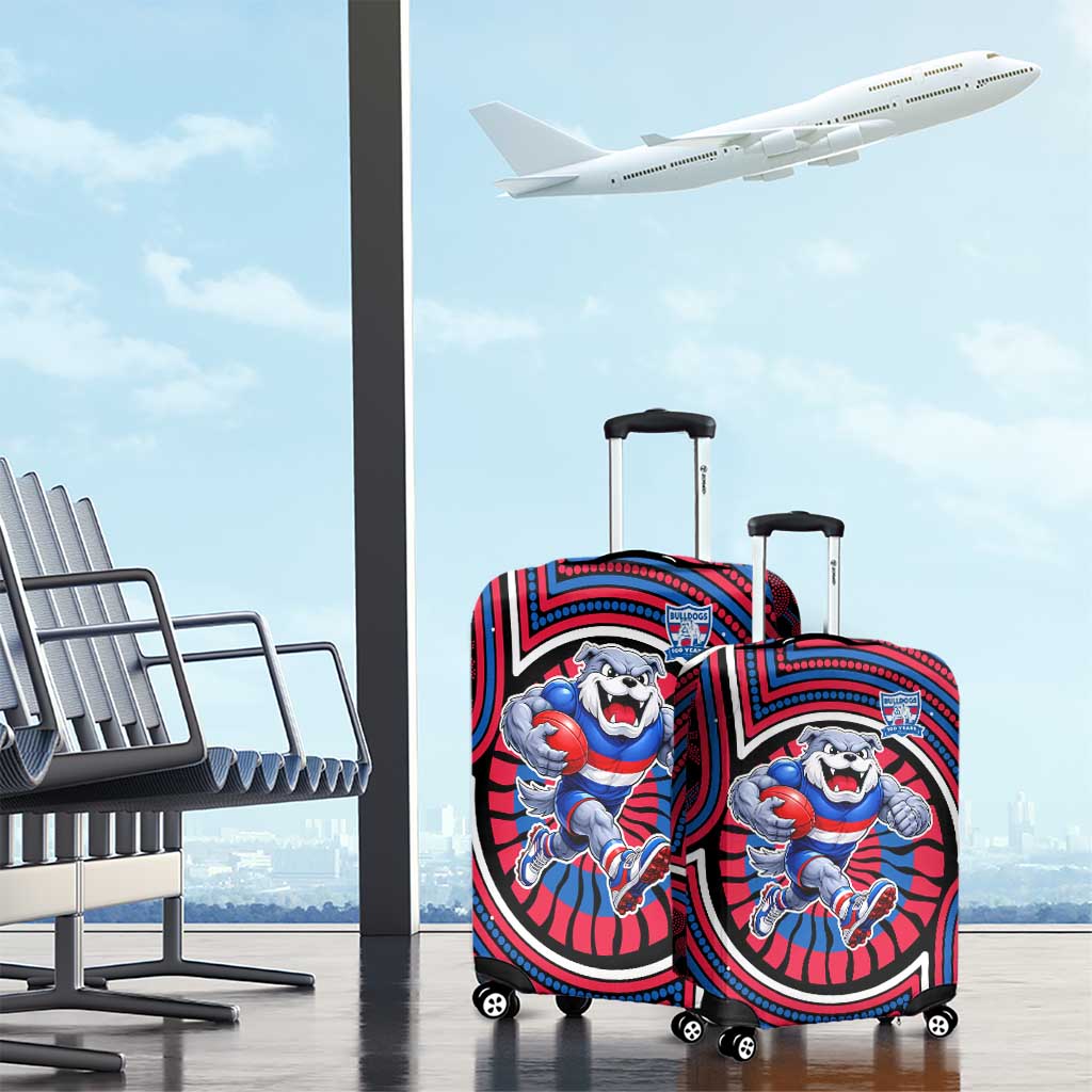 Western Bulldogs Luggage Cover Indigenous Monochrome Dot Art Mascot Style