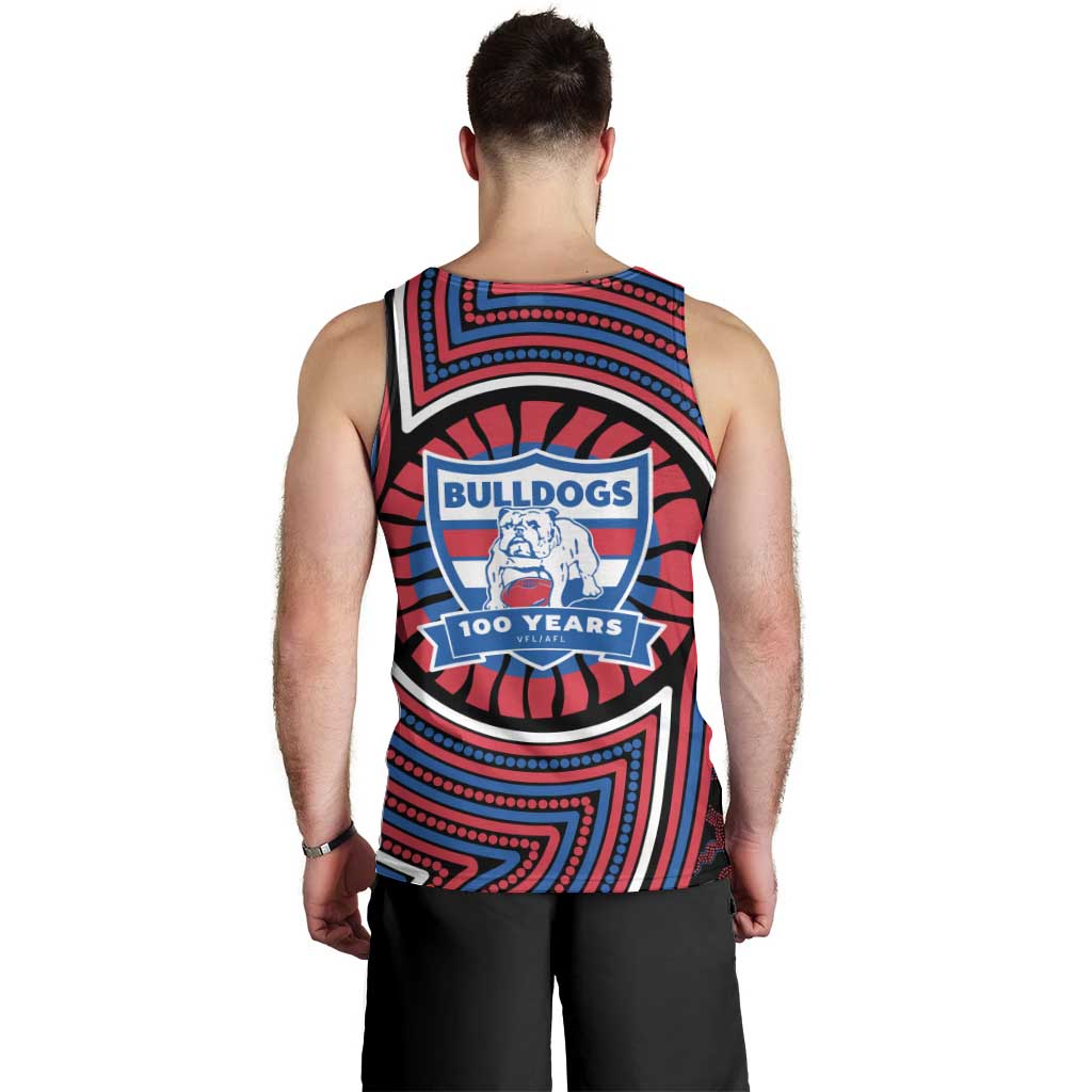 Western Bulldogs Men Tank Top Indigenous Monochrome Dot Art Mascot Style