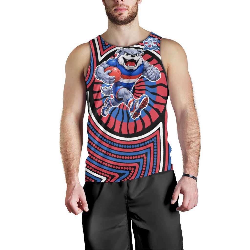 Western Bulldogs Men Tank Top Indigenous Monochrome Dot Art Mascot Style