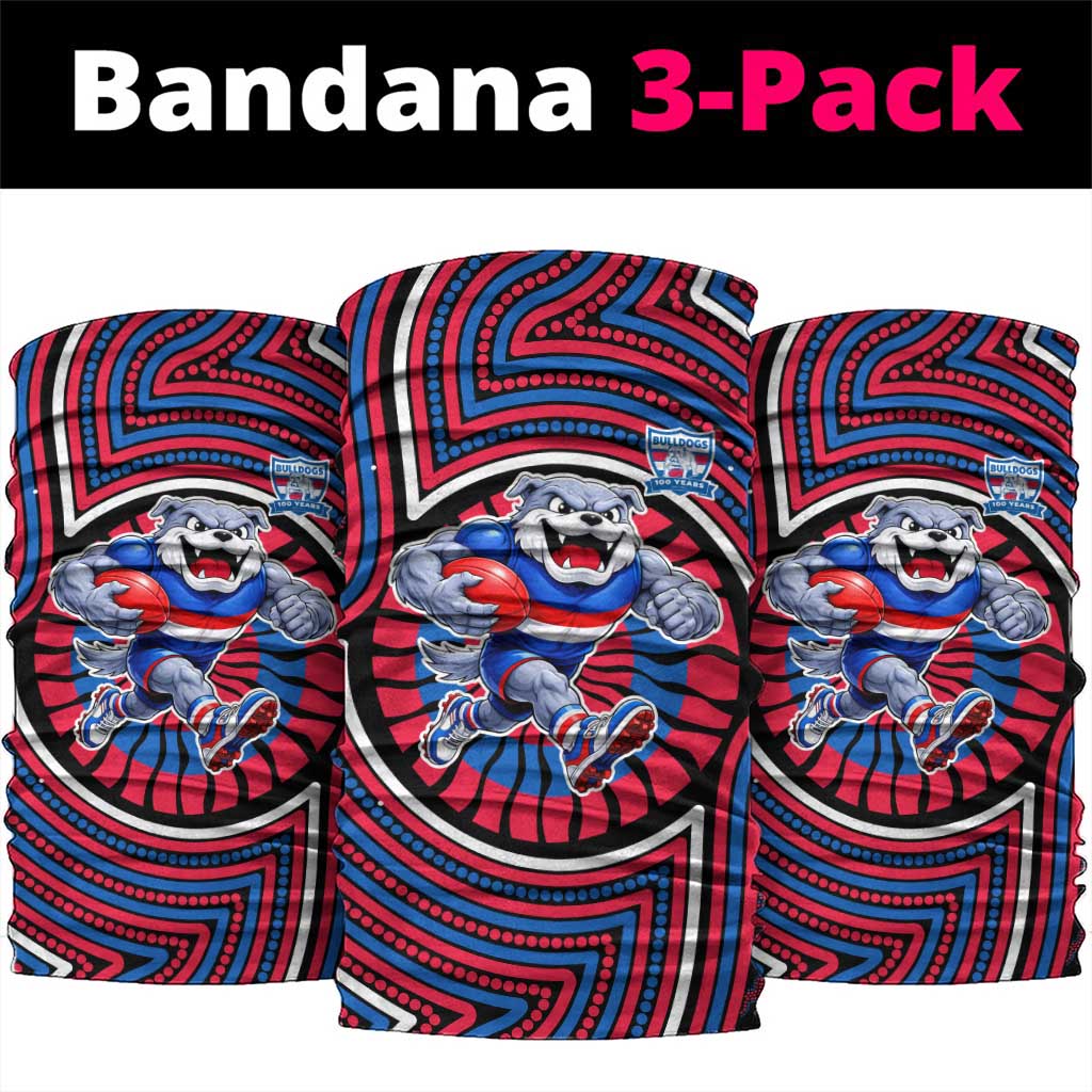 Western Bulldogs Neck Gaiter Indigenous Monochrome Dot Art Mascot Style