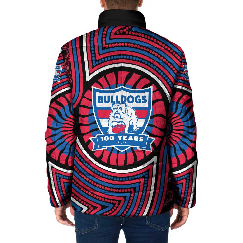 Western Bulldogs Padded Jacket Indigenous Monochrome Dot Art Mascot Style