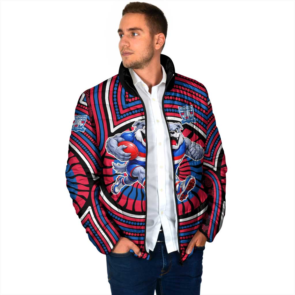 Western Bulldogs Padded Jacket Indigenous Monochrome Dot Art Mascot Style