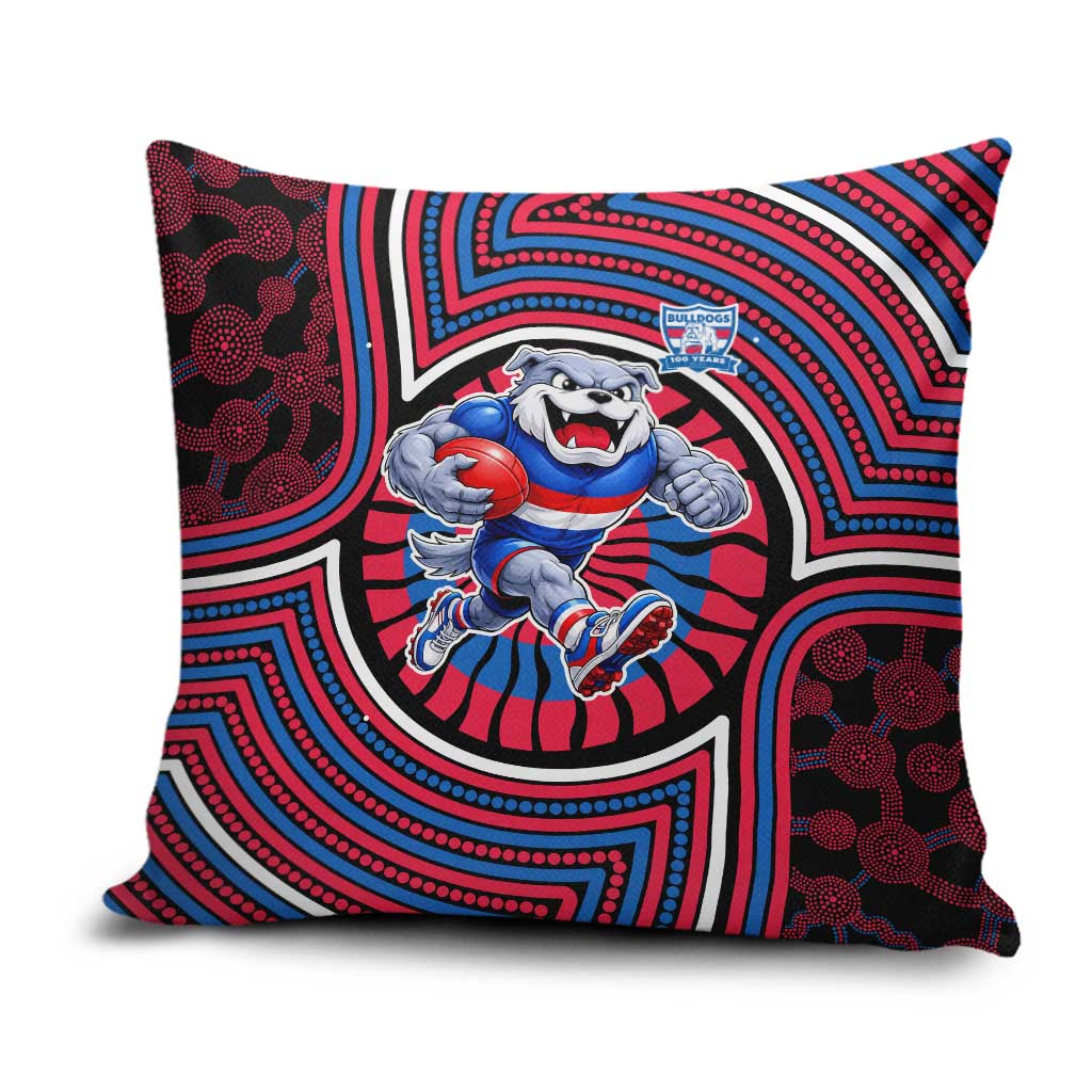 Western Bulldogs Pillow Cover Indigenous Monochrome Dot Art Mascot Style