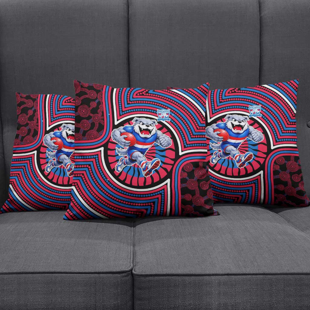 Western Bulldogs Pillow Cover Indigenous Monochrome Dot Art Mascot Style