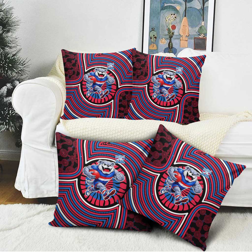 Western Bulldogs Pillow Cover Indigenous Monochrome Dot Art Mascot Style