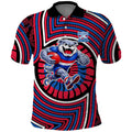 Western Bulldogs Polo Shirt Indigenous Monochrome Dot Art Mascot Style
