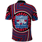 Western Bulldogs Polo Shirt Indigenous Monochrome Dot Art Mascot Style