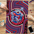 Western Bulldogs Puzzle Indigenous Monochrome Dot Art Mascot Style
