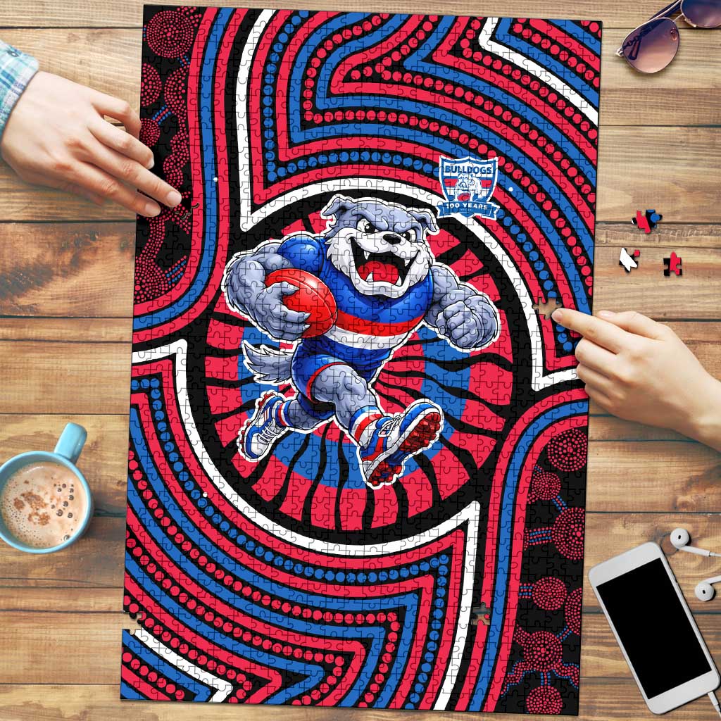 Western Bulldogs Puzzle Indigenous Monochrome Dot Art Mascot Style