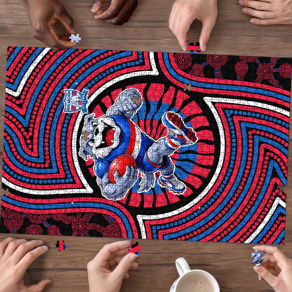 Western Bulldogs Puzzle Indigenous Monochrome Dot Art Mascot Style