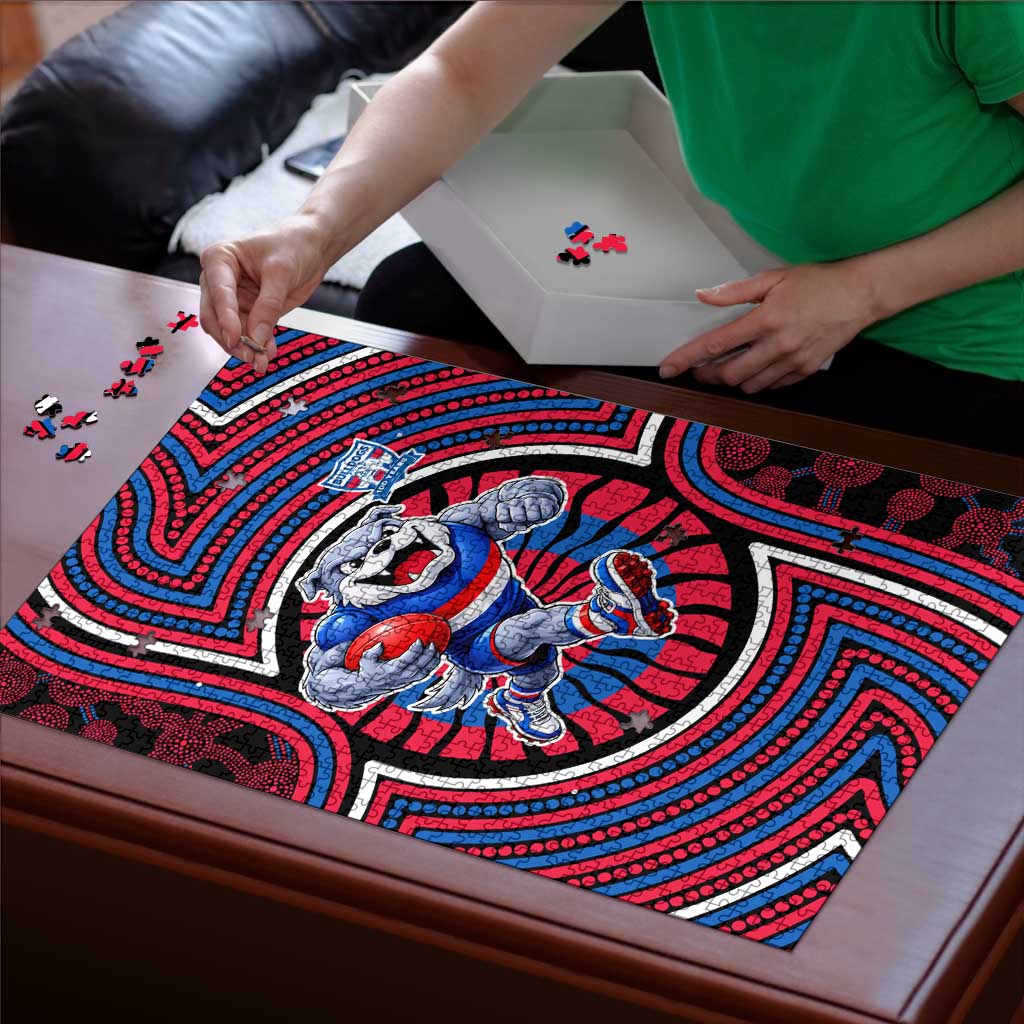 Western Bulldogs Puzzle Indigenous Monochrome Dot Art Mascot Style