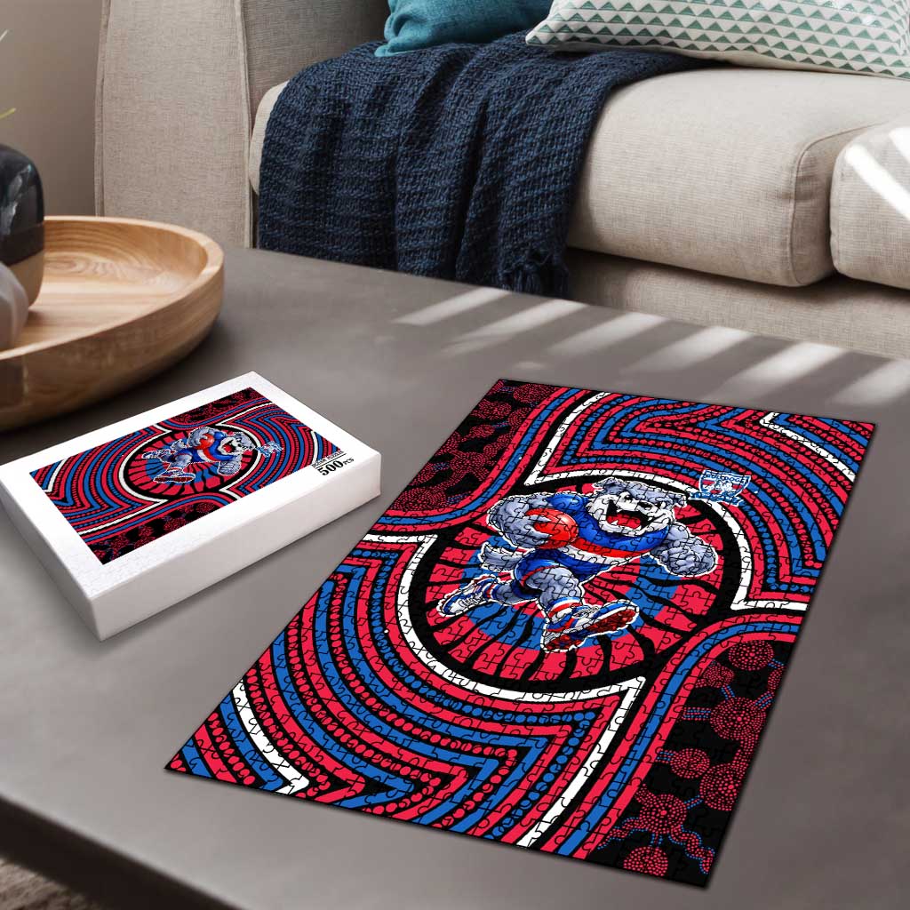 Western Bulldogs Puzzle Indigenous Monochrome Dot Art Mascot Style