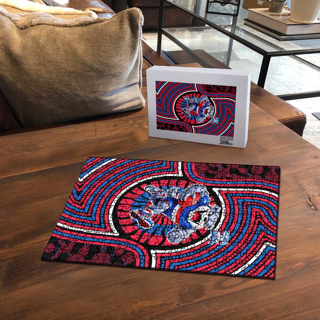 Western Bulldogs Puzzle Indigenous Monochrome Dot Art Mascot Style