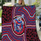 Western Bulldogs Quilt Indigenous Monochrome Dot Art Mascot Style