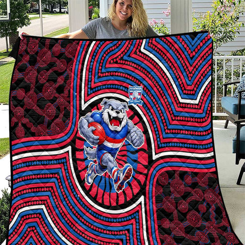 Western Bulldogs Quilt Indigenous Monochrome Dot Art Mascot Style