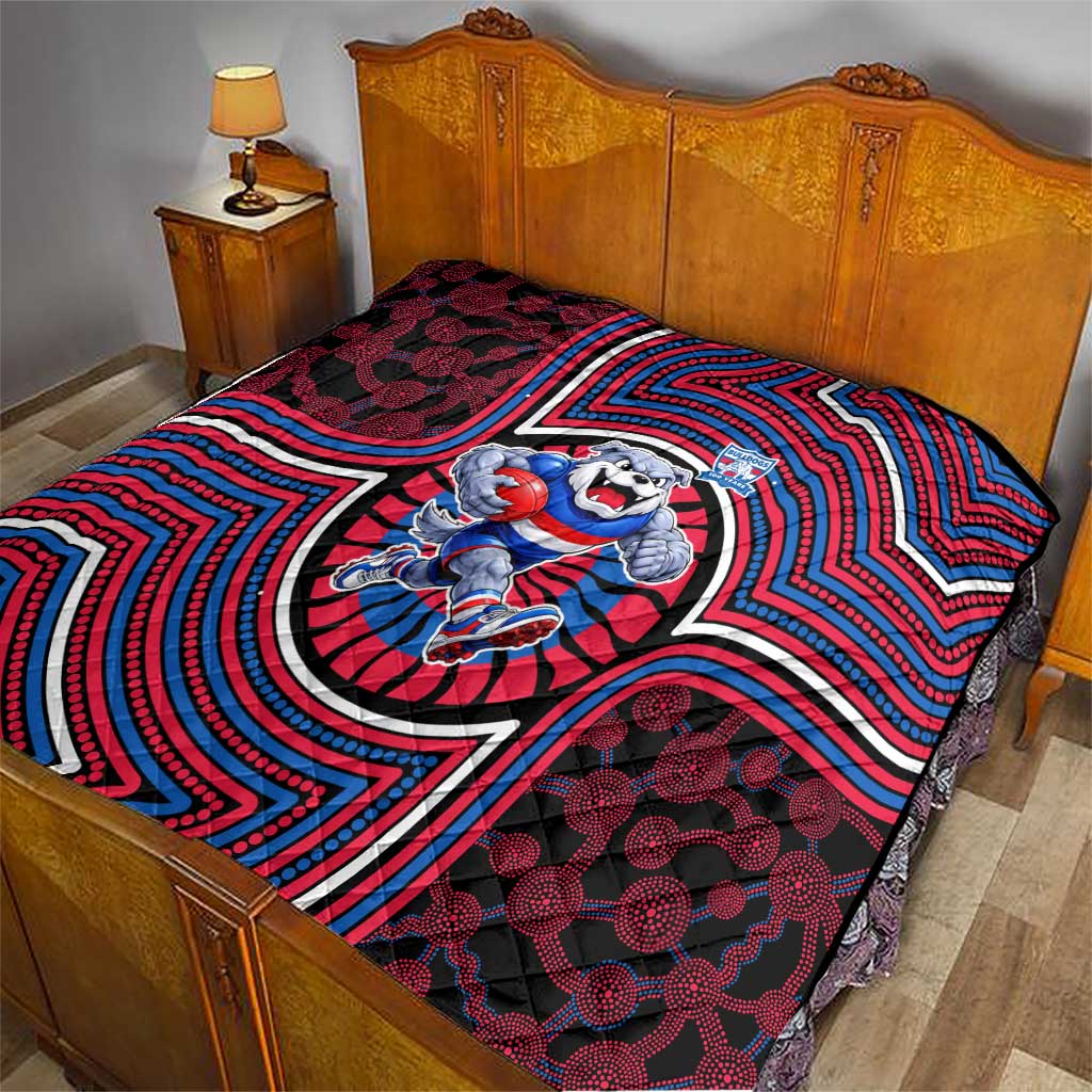 Western Bulldogs Quilt Indigenous Monochrome Dot Art Mascot Style