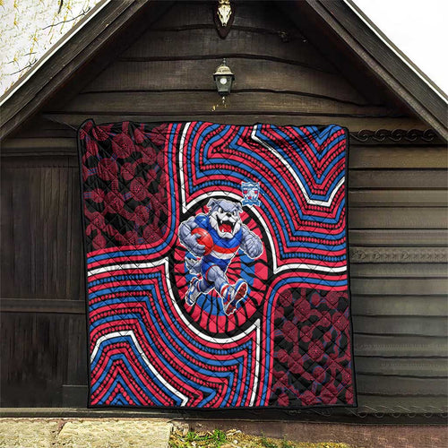 Western Bulldogs Quilt Indigenous Monochrome Dot Art Mascot Style