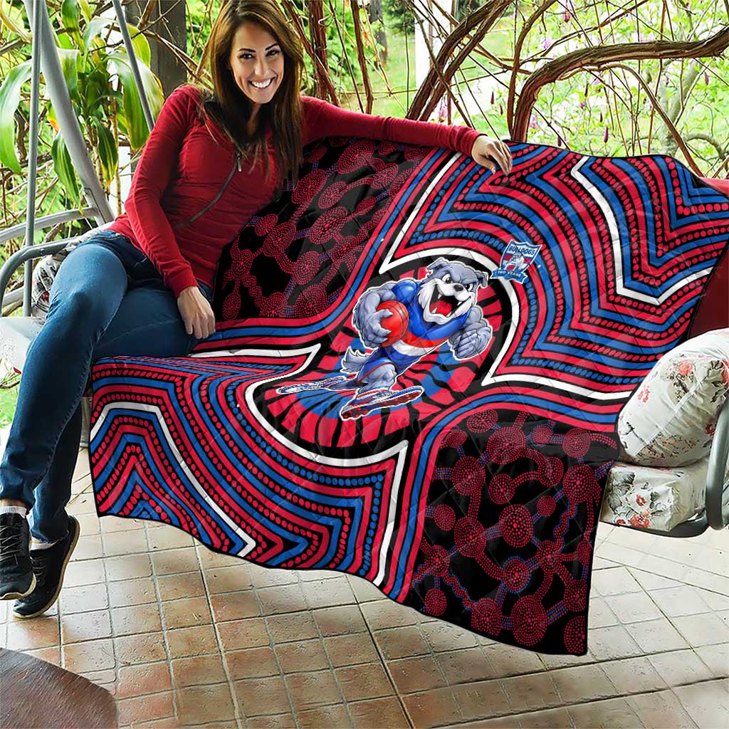 Western Bulldogs Quilt Indigenous Monochrome Dot Art Mascot Style