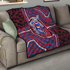 Western Bulldogs Quilt Indigenous Monochrome Dot Art Mascot Style