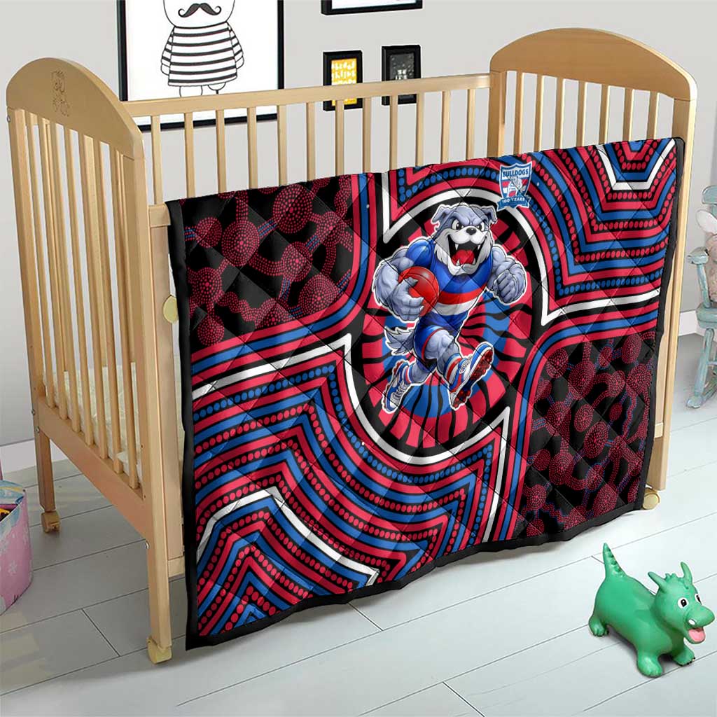 Western Bulldogs Quilt Indigenous Monochrome Dot Art Mascot Style