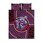 Western Bulldogs Quilt Bed Set Indigenous Monochrome Dot Art Mascot Style