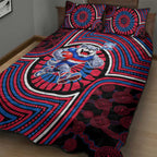 Western Bulldogs Quilt Bed Set Indigenous Monochrome Dot Art Mascot Style