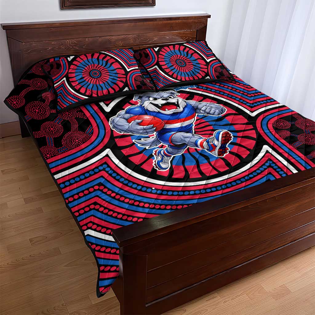 Western Bulldogs Quilt Bed Set Indigenous Monochrome Dot Art Mascot Style