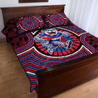 Western Bulldogs Quilt Bed Set Indigenous Monochrome Dot Art Mascot Style