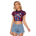 Western Bulldogs Raglan Cropped T Shirt Indigenous Monochrome Dot Art Mascot Style