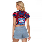 Western Bulldogs Raglan Cropped T Shirt Indigenous Monochrome Dot Art Mascot Style