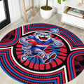 Western Bulldogs Round Carpet Indigenous Monochrome Dot Art Mascot Style