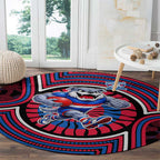Western Bulldogs Round Carpet Indigenous Monochrome Dot Art Mascot Style