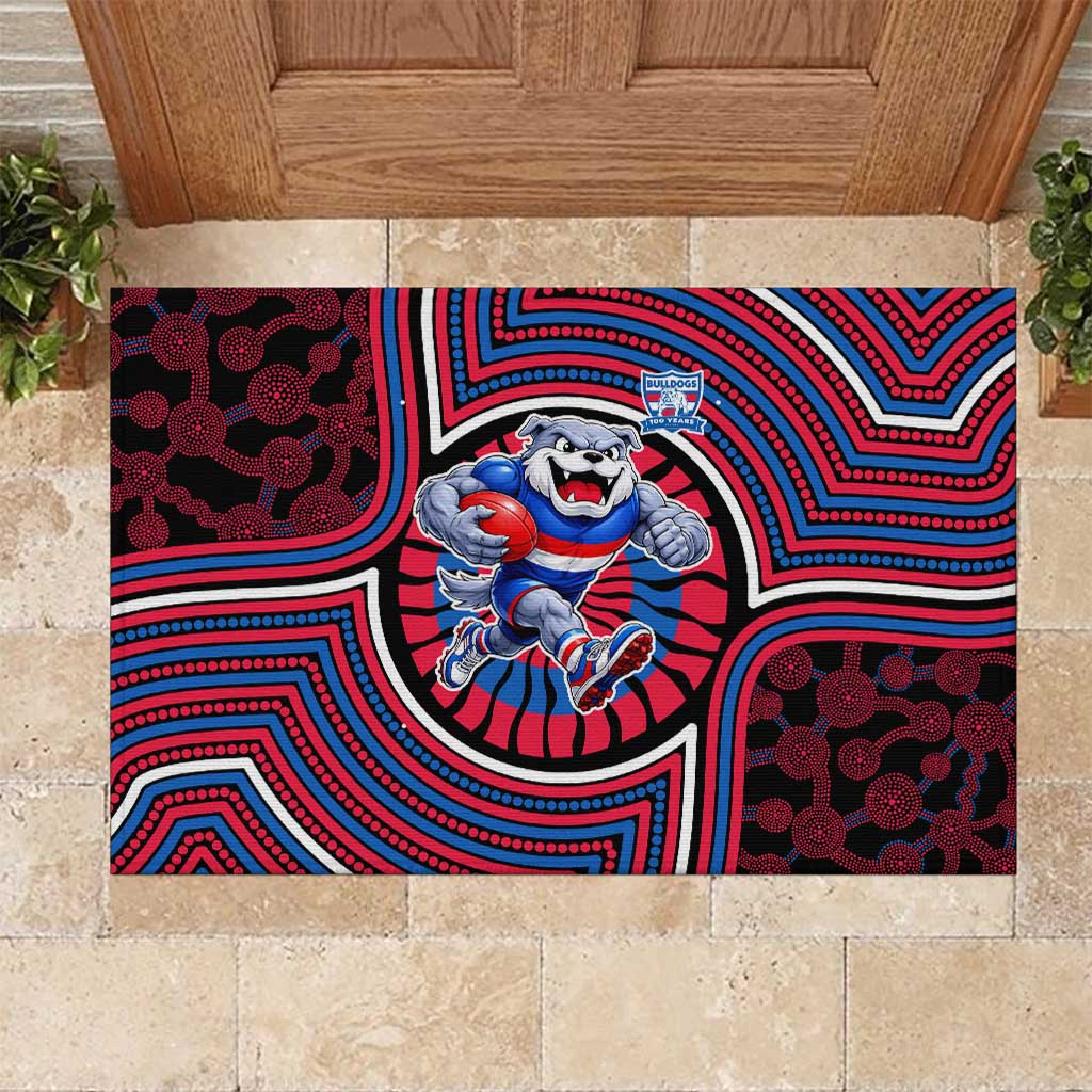 Western Bulldogs Rubber Doormat Indigenous Monochrome Dot Art Mascot Style