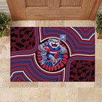 Western Bulldogs Rubber Doormat Indigenous Monochrome Dot Art Mascot Style