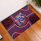 Western Bulldogs Rubber Doormat Indigenous Monochrome Dot Art Mascot Style