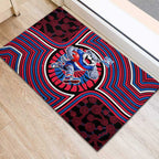Western Bulldogs Rubber Doormat Indigenous Monochrome Dot Art Mascot Style