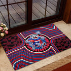 Western Bulldogs Rubber Doormat Indigenous Monochrome Dot Art Mascot Style