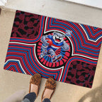 Western Bulldogs Rubber Doormat Indigenous Monochrome Dot Art Mascot Style