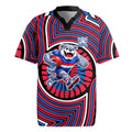 Western Bulldogs Rugby Jersey Indigenous Monochrome Dot Art Mascot Style