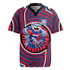 Western Bulldogs Rugby Jersey Indigenous Monochrome Dot Art Mascot Style