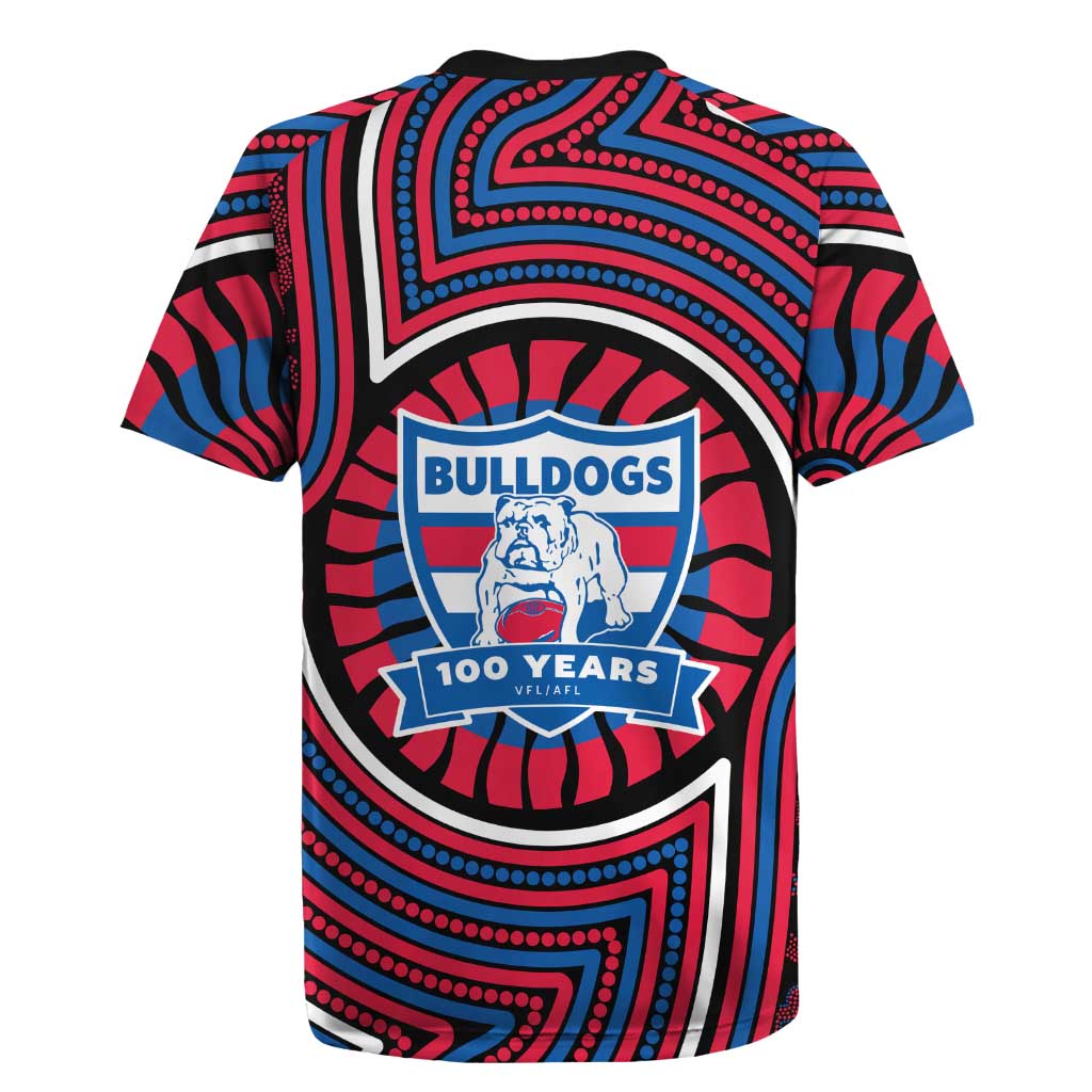 Western Bulldogs Rugby Jersey Indigenous Monochrome Dot Art Mascot Style